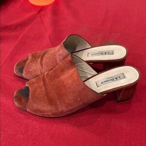 LK Bennett red leather Mules with Ruched Detail